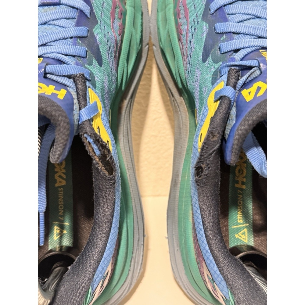 Hoka One Stinson 7 Trail Running Shoe Sz 8 Virtual Blue Tech Green 114153 - Picture 9 of 14